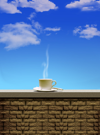 蓝天白云咖啡海报背景