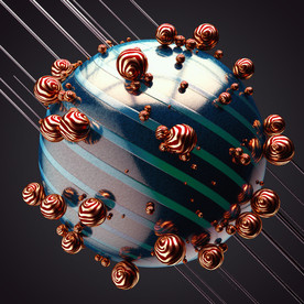 C4D模型金属珠子球体条纹