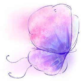 紫色水粉蝴蝶插画