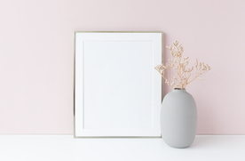 粉色香槟色金色画框样机模板