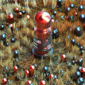 C4D模型草地上的感应器采集器