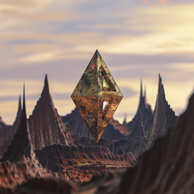 C4D模型山体锥形金属