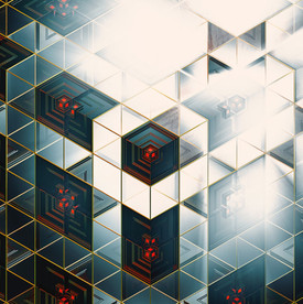 C4D模型金色格子六边形金属