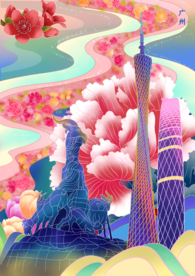 广州城市地标插画