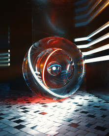 C4D模型大厅里的球体