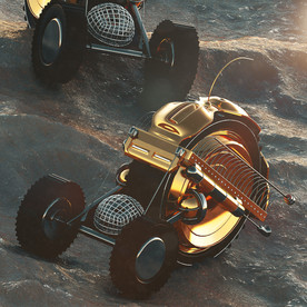 C4D模型带轮子的小车