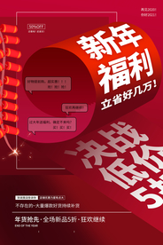 新年低价促销活动宣传海报素材