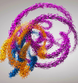 C4D模型碎片粒子样条穿梭