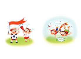 可爱踢足球卡通宣传矢量素材