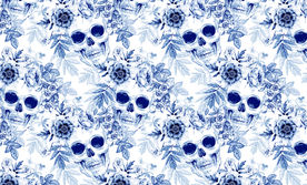 鲜花骷髅头背景底纹装饰图