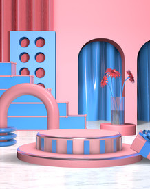 c4d模型创意清新电商展台电商