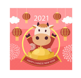 AI矢量牛年春节卡通海报