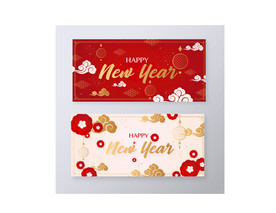 AI矢量牛年新春迎春海报