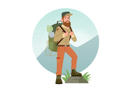 AI矢量户外旅行男人插画