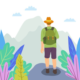 AI矢量户外旅行登山男人