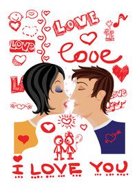 浪漫手绘情人节海报