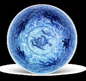 青花海兽纹碗