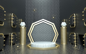 C4D模型黑金风格电商立体场景