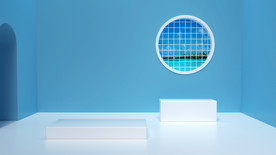 夏日清爽展台台子海报背景