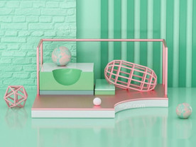 c4d模型创意清新电商展台电商