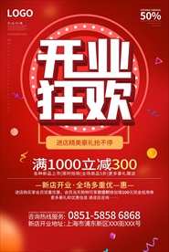 红色流体渐变风新店开业活动海报