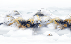 新中式抽象山水装饰画背景墙