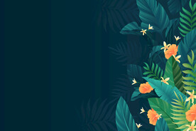 矢量植物绿叶花朵背景