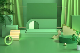 绿色家居背景 C4D背景