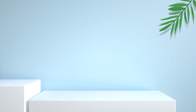 夏日清爽展台台子植物海报背景