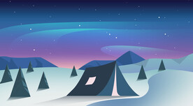 扁平化卡通插画北极雪地PSD