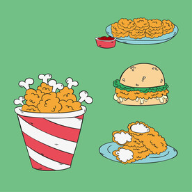 卡通鸡腿汉堡