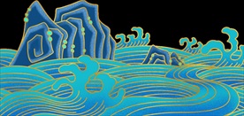 国潮海浪透明背景底图
