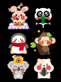 小动物组合卡通矢量扁平风格免扣