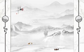 天水一色边框画