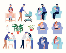 可爱的父母与新生儿