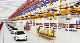 宽敞明亮的汽车生产线