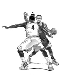 手绘篮球明星
