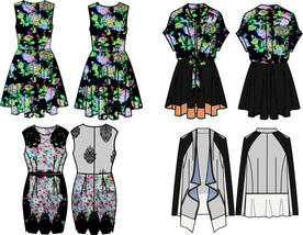 服装设计款式图时装设计线稿集合