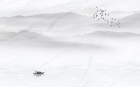 新中式山水背景墙