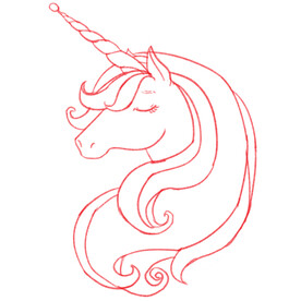 独角兽 卡通  线稿 简笔画