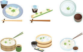 矢量蒸饭拌面素材