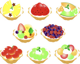 矢量水果拼盘插画