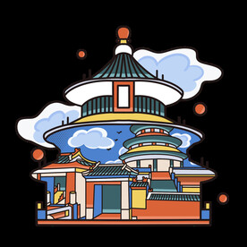 天坛北京城市标志性建筑插画元素