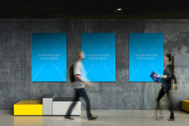 水泥墙上三款海报样机展示