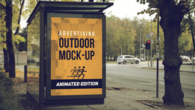  城市公交站广告牌海报样机素材