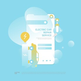 新能源电动汽车充电插画 