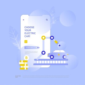 新能源电动汽车充电插画 