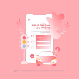 新能源电动汽车充电插画 