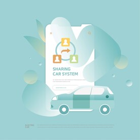 新能源电动汽车充电插画 