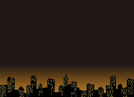夜晚城市建筑剪影
